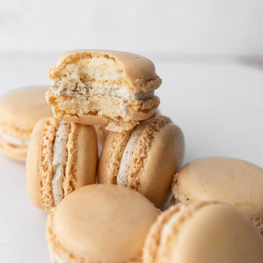 Vanilla Bean Macarons 12 Pack with Harcourts Box